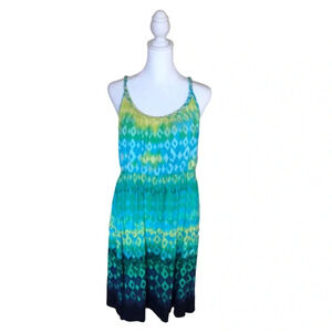 Style & Co Island/Beach/Cruise Dress XL Tropical Blue & Green.